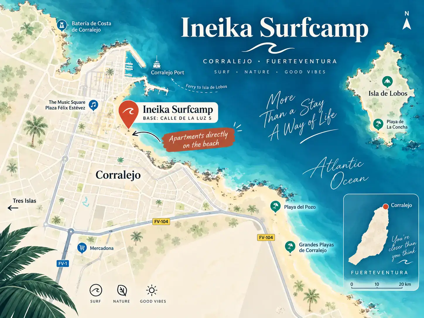 Kartenansicht zum Ineika Funcenter in Corralejo, Fuerteventura